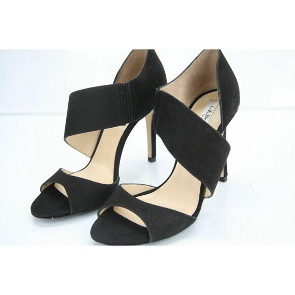 LK Bennett Black Suede Agnes Ankle Strap Sandals size 37 High Heels - Picture 6 of 10